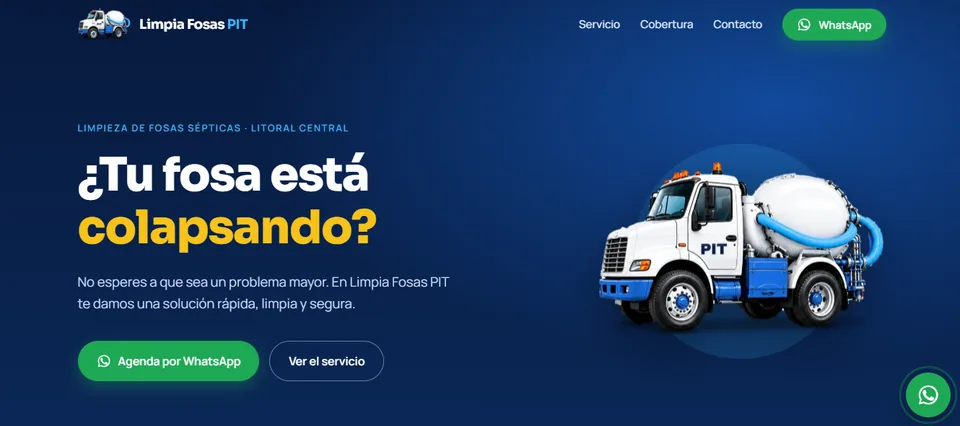 Sitio de Limpia Fosas PIT en escritorio